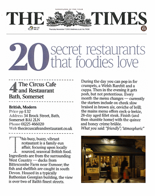 Circus Restaurant Bath review The Times newspaper